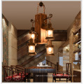 China wholesale rustic hanging pendant lamp iron and wood ceiling lamp